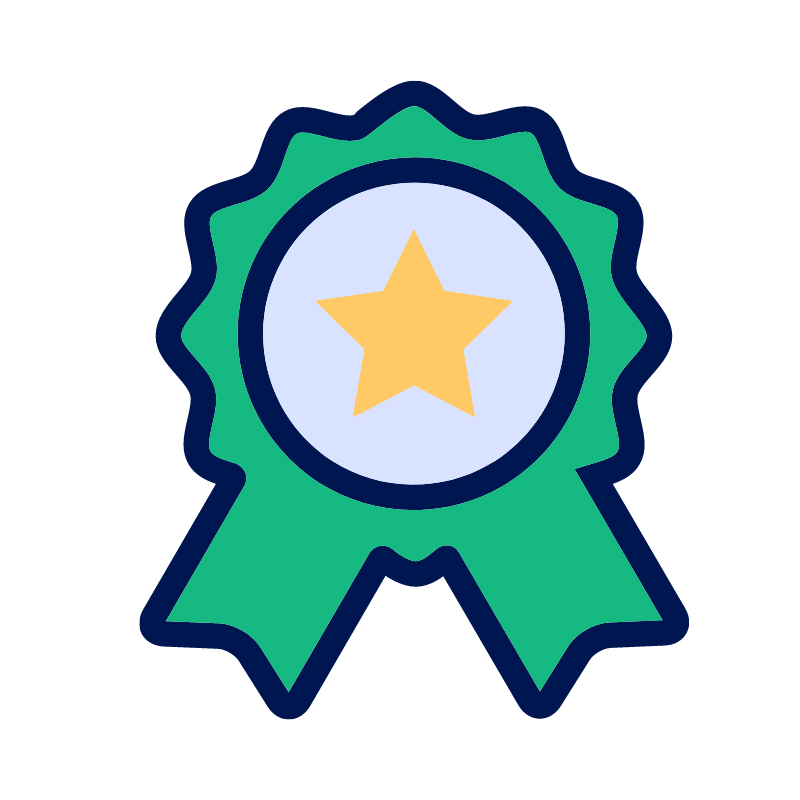 Certification award ribbon with star