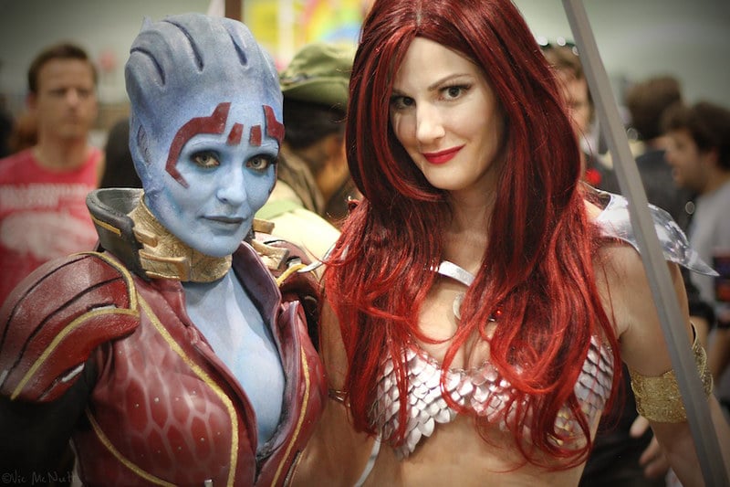 Cosplayers in body paint