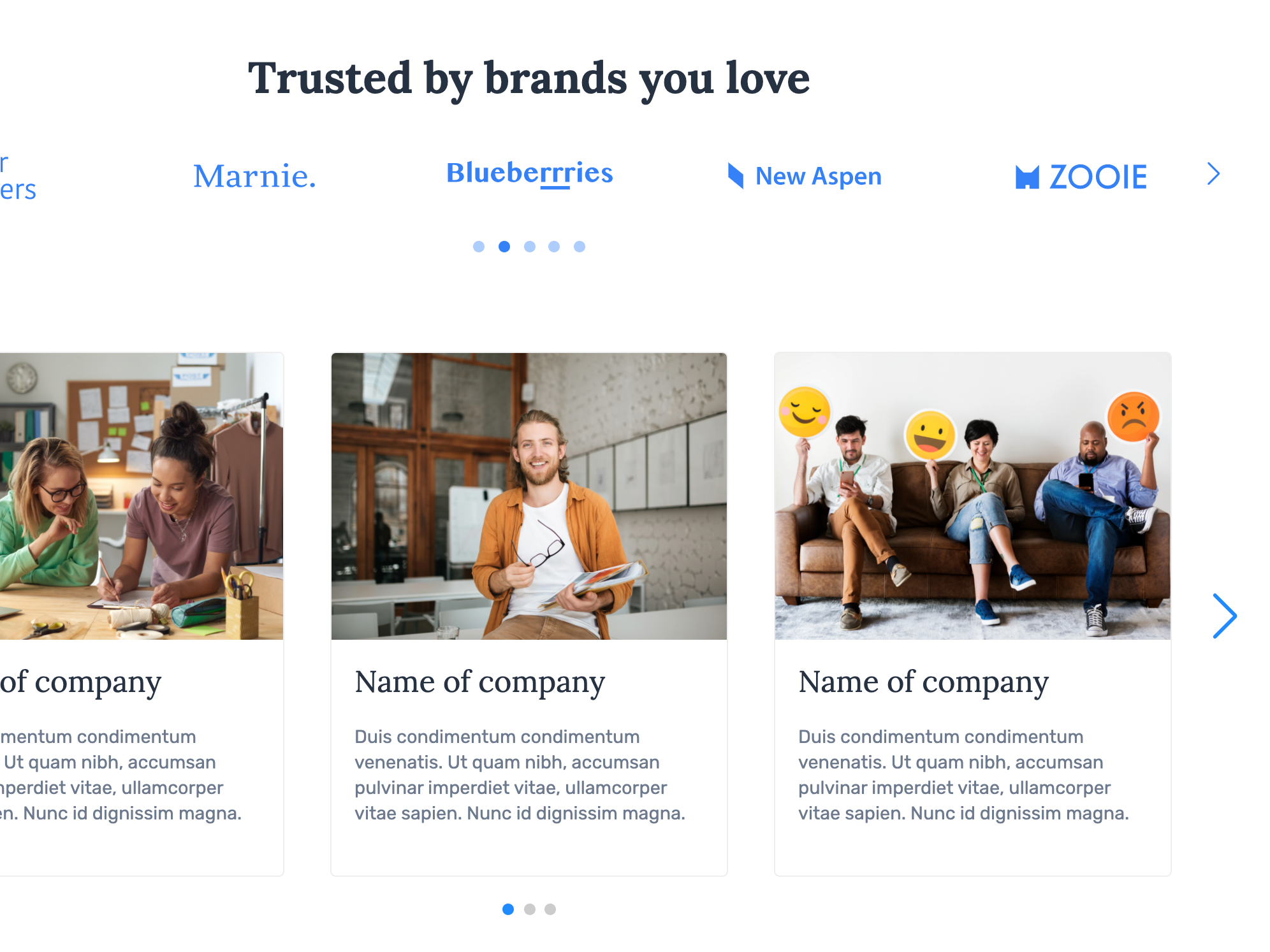 Carousels for Clients, Featured In, Testimonials, Successes