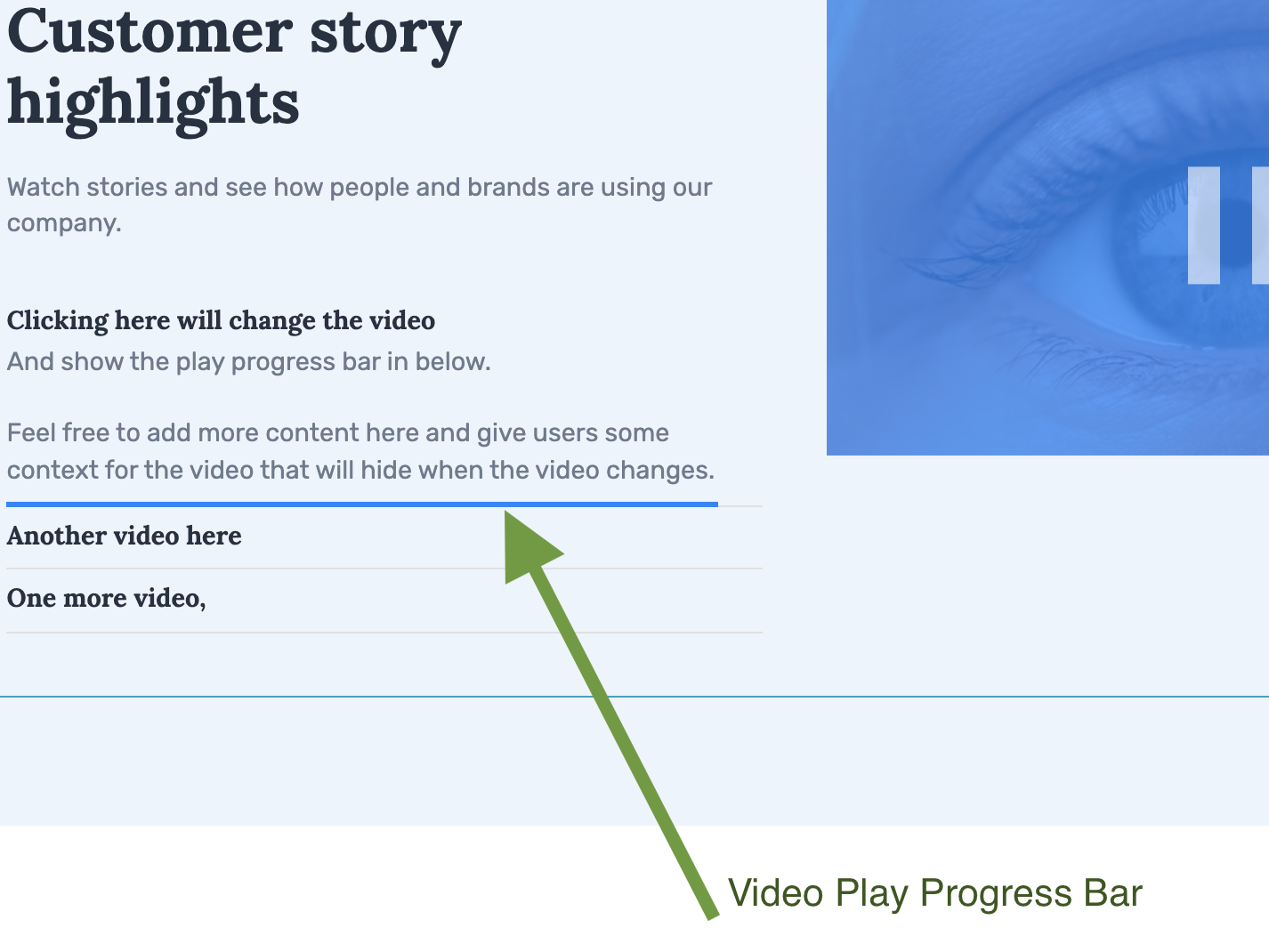 Unique Video Module with a description and progress bar