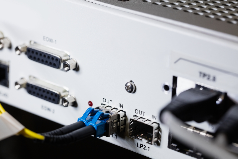 Close-up of connected wires in socket at sever room