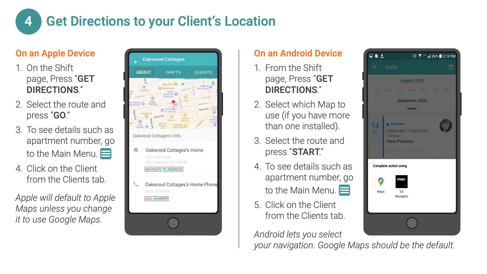 Get Directions to your Clients Location