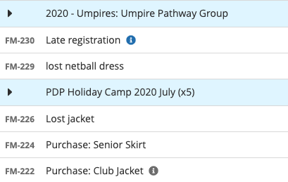 Club Invoices