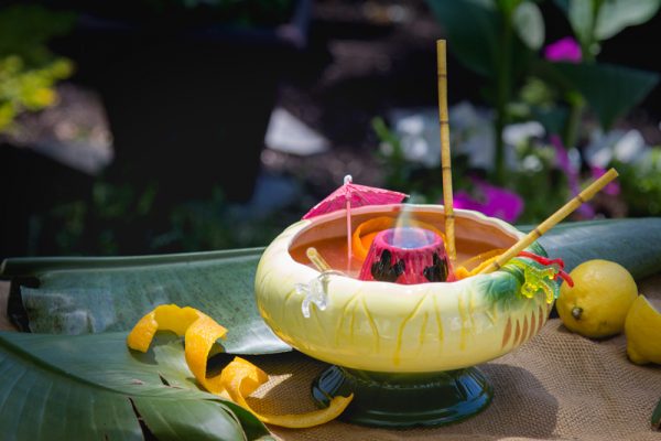 Lit Volcano Tiki Bowl On Table