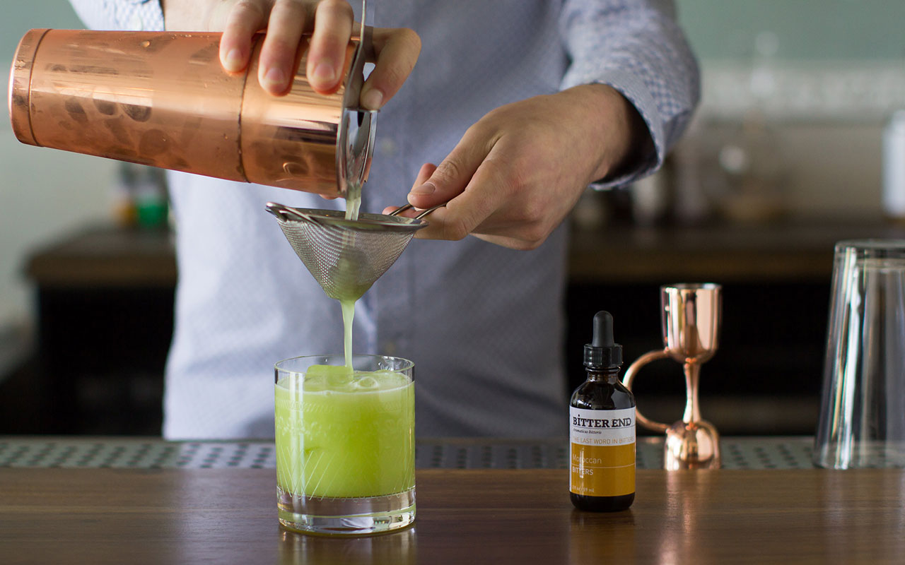 Straining a Cocktail