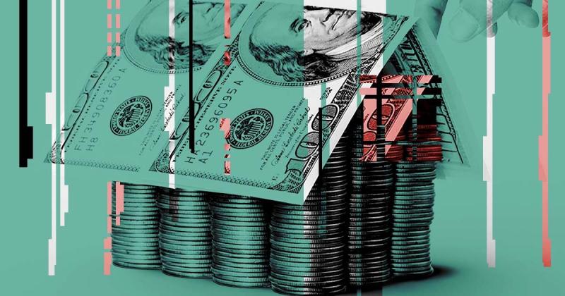 Money-house-with-coin-columns-green-overlay