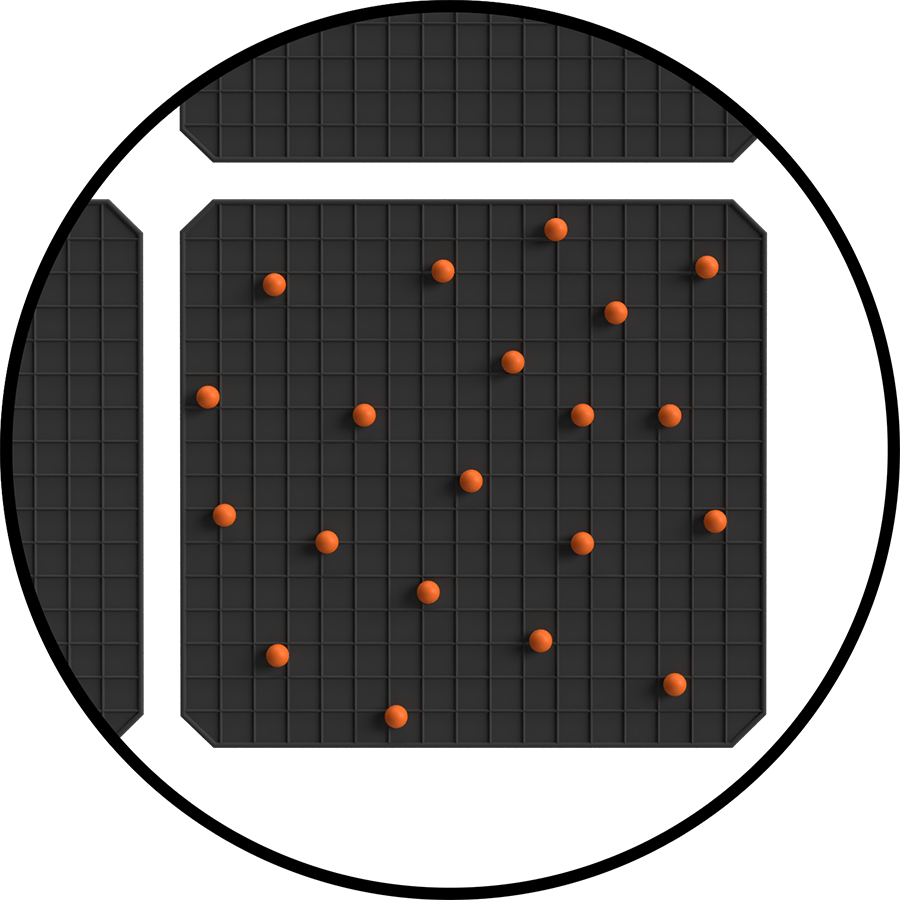 close up of solar panel with scrambled orange electrons