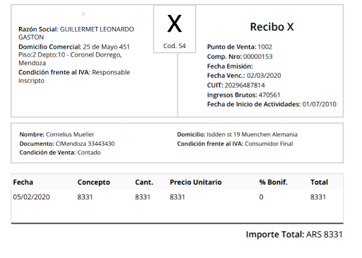 Factura emitida en una nueva pestaña del navegador.