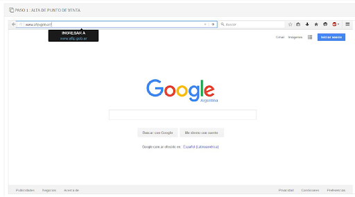 Captura de pantalla de la página principal de AFIP.