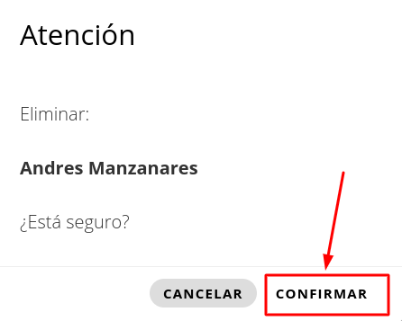 Confirmación de eliminación