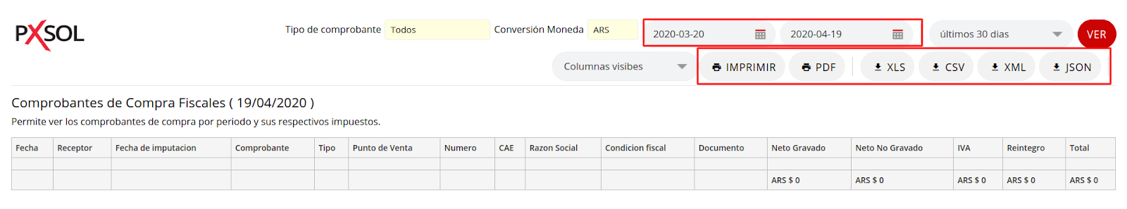 Configurar y descargar informe