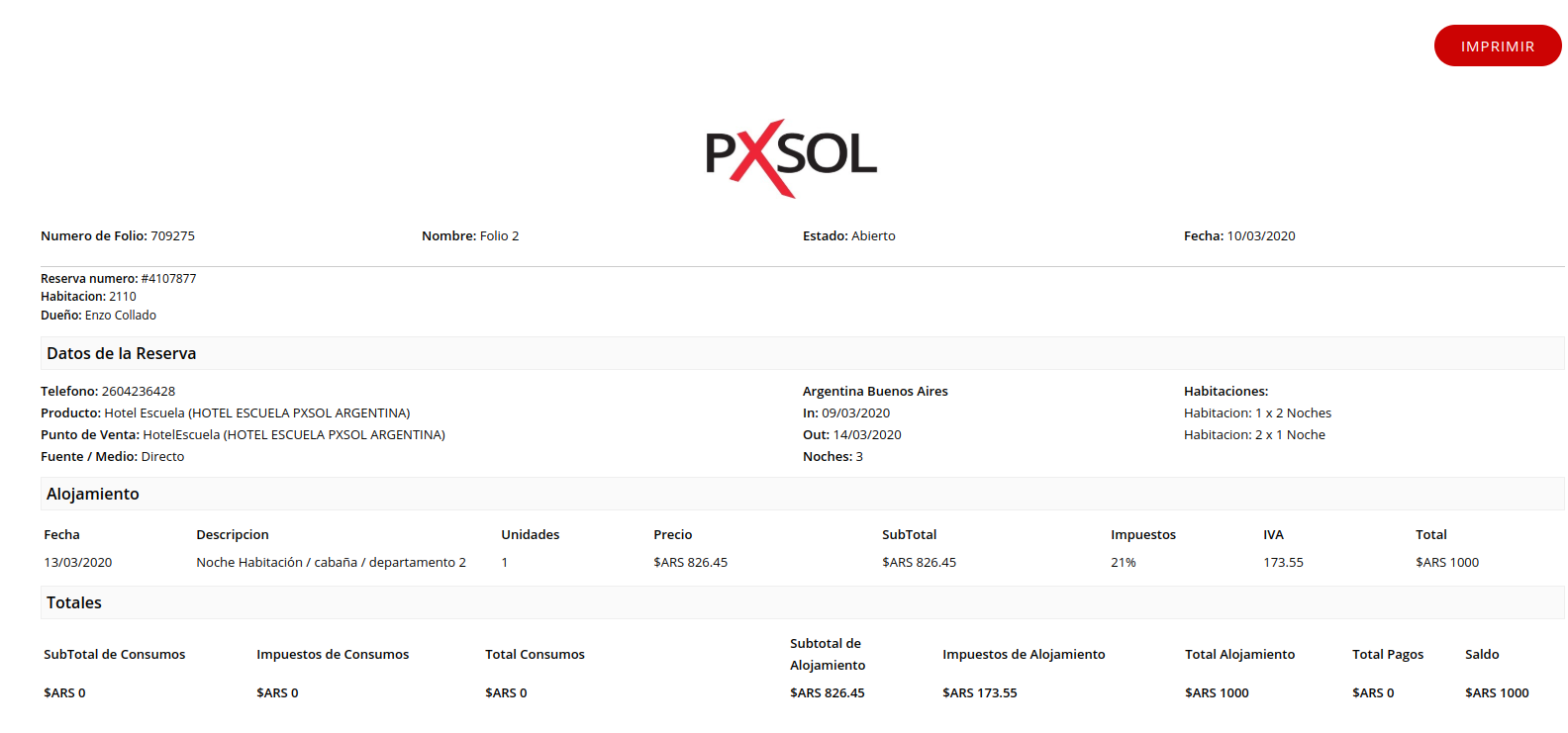 Detalle agrupado del folio