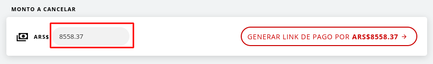 Campo para ingresar el monto a pagar