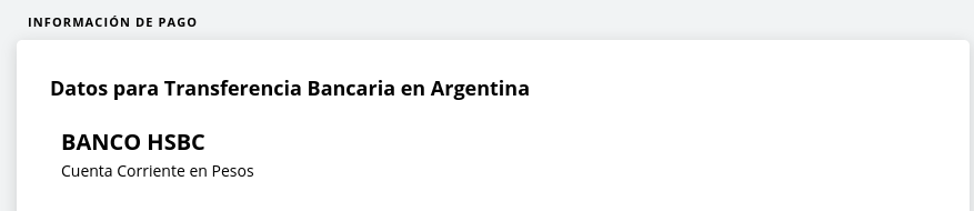 Datos para transferencia bancaria