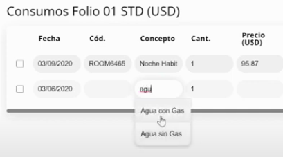 Detalles del consumo