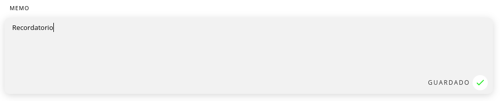 Campo MEMO para notas internas