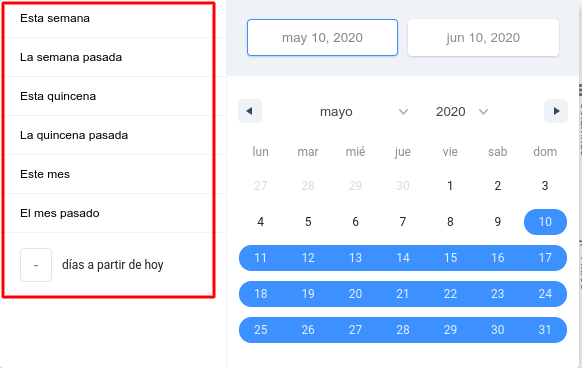 Atajos de calendario