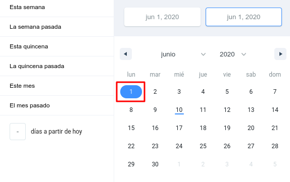Selección manual de fechas