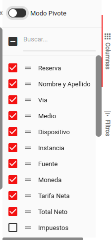 Selector de columnas