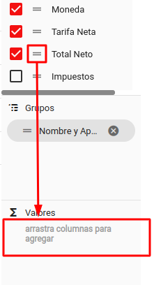 Informe con sumatoria de tarifas por huésped