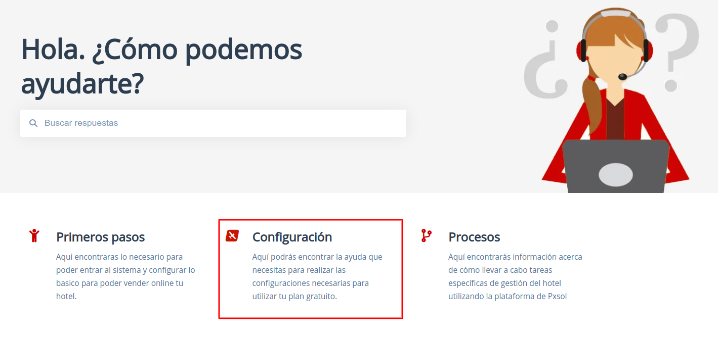 Sección Configuración en el Centro de Ayuda