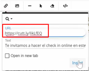 Campo de entrada de URL para el enlace