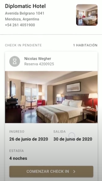 Pantalla de reserva en Web App