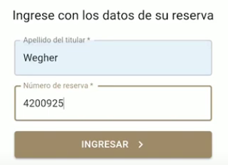 Ventana de ingreso a Web Check In