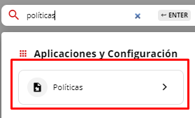 Buscador mostrando la aplicación Políticas