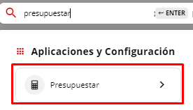 Búsqueda de la aplicación Presupuestar