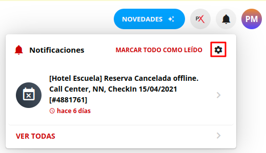 Ícono de configuración de notificaciones