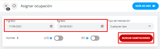 Buscar habitaciones disponibles