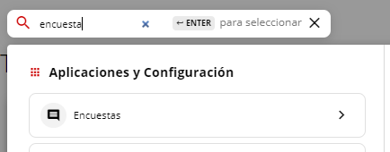 Búsqueda de la aplicación Encuestas