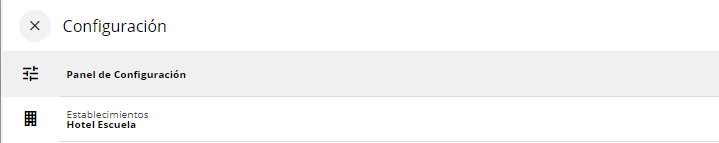 Panel de configuración