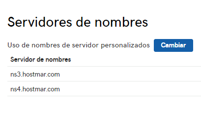 Captura de pantalla mostrando el campo para ingresar los nuevos servidores de nombres.
