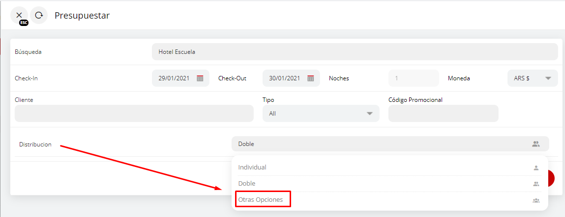Ventana de fechas y distribución
