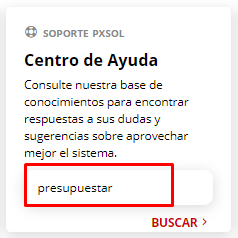 Campo de búsqueda del Centro de Ayuda de Pxsol
