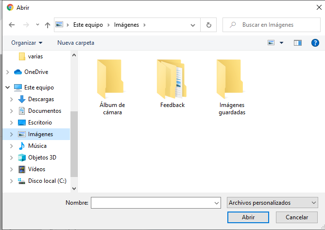 Ventana de selección de archivos