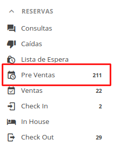 Búsqueda de reserva en el CRM