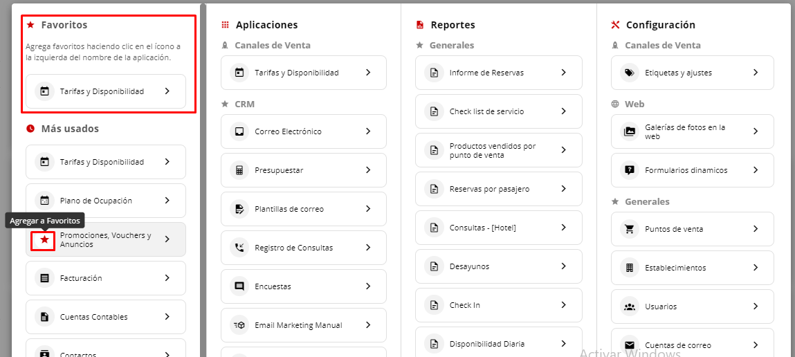 Configuración de aplicaciones favoritas en Pxsol