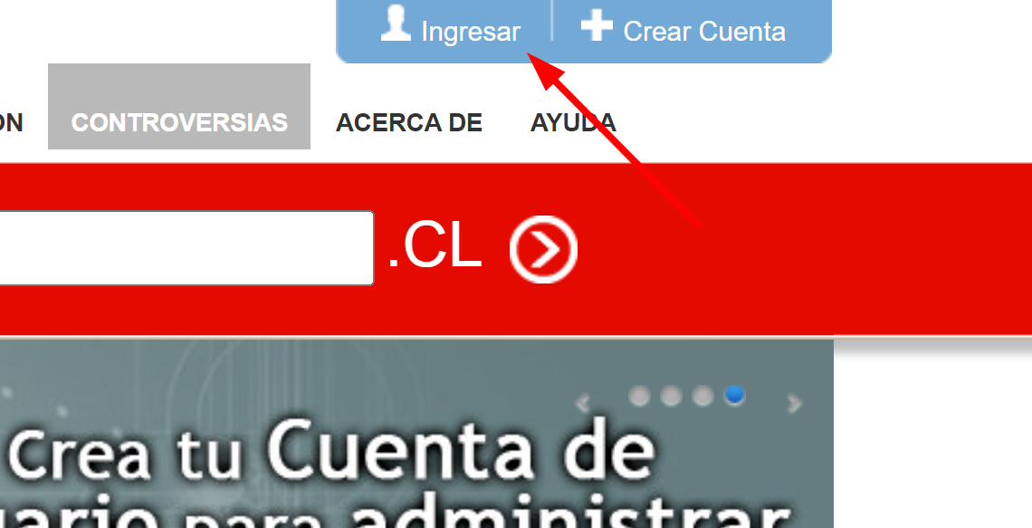 Botón Ingresar en nic.cl