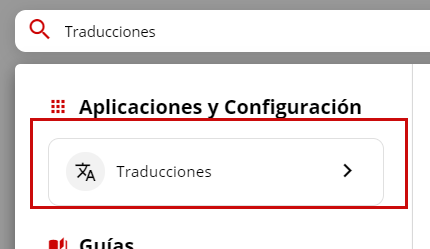Búsqueda de la aplicación Traducciones en el omnibox.
