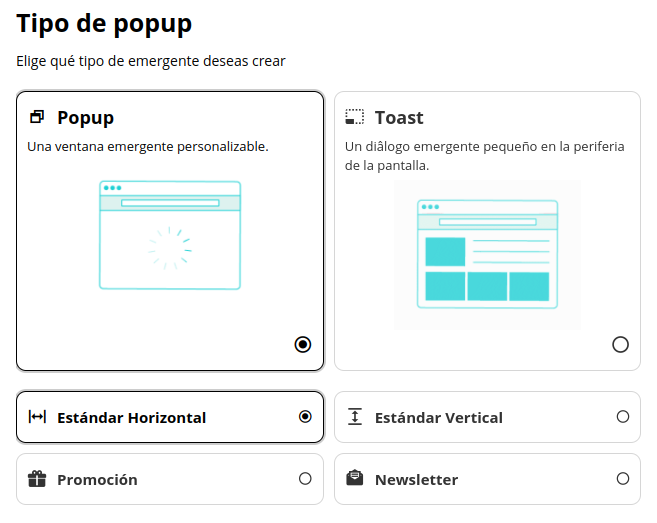 Selección de Tipo de Popup