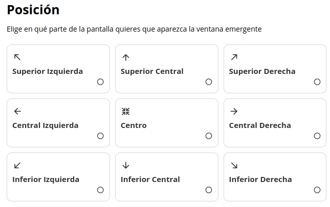 Selección de Posición del Popup