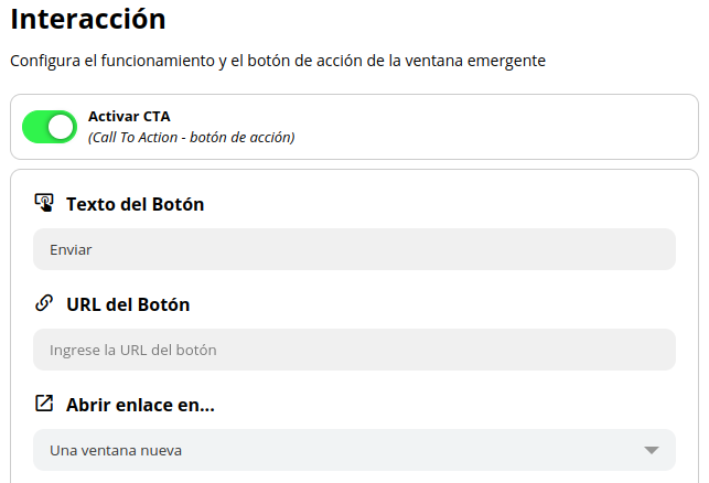 Configuración de Interacción del Popup