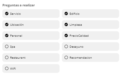 Selección de preguntas para la encuesta