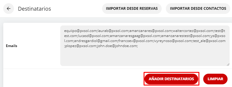 Botón Añadir destinatarios