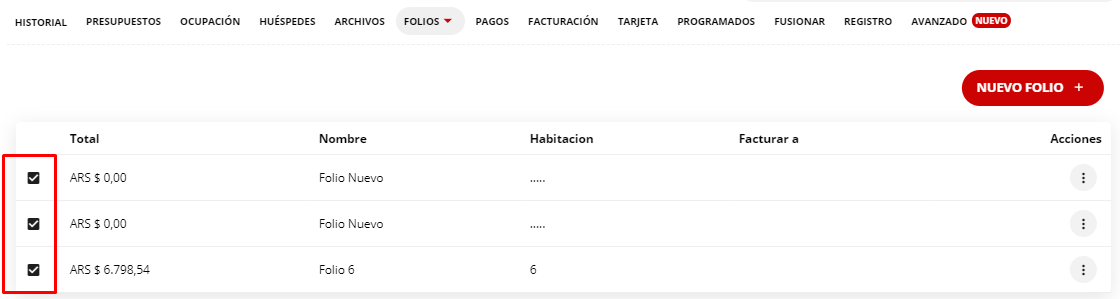 Seleccionar folios para fusionar