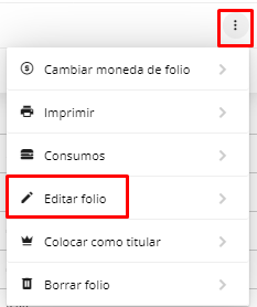 Opción para editar folio