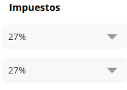 Campo de selección de impuestos